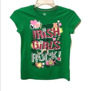Girls St. Patrick’s Day Shamrock Graphic Sparkle Shirt Size L (10/12)